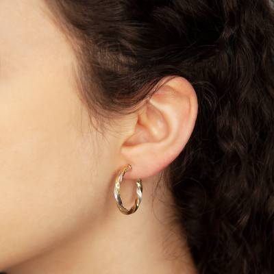 Créoles 3 Ors torsadées, Diamètre 25 mm - Emanessence