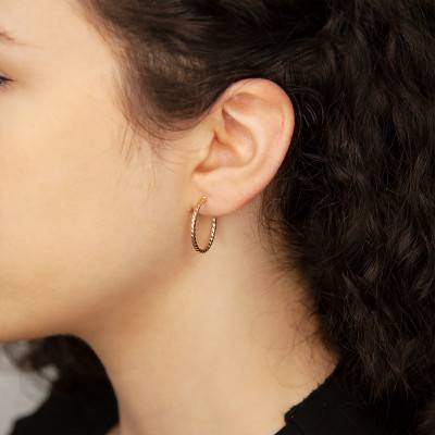 Demi-créoles Or Jaune 375 torsadées, Diamètre 20 mm - Emanessence