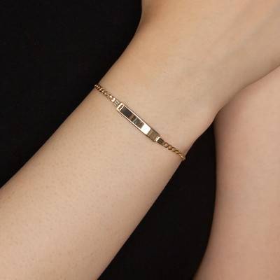 Bracelet gourmette Or Jaune 375, Longueur 18.5 cm, Largeur 2,40 mm - Emanessence