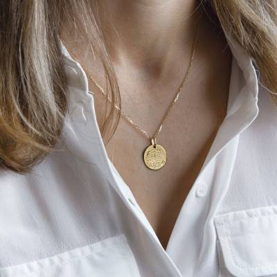 Médaille Arbre de Vie Biches Or Jaune 750, Diamètre 18 mm - Augis