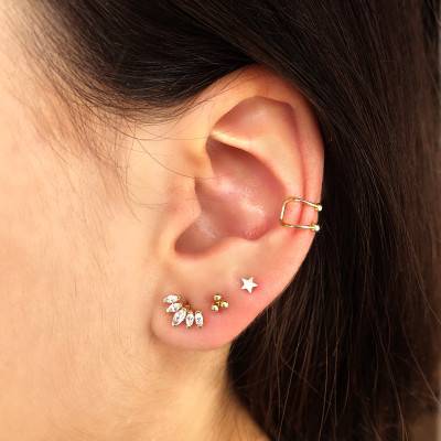 Piercing d'oreille billes dorées, Or Jaune 750 - Lumiosa