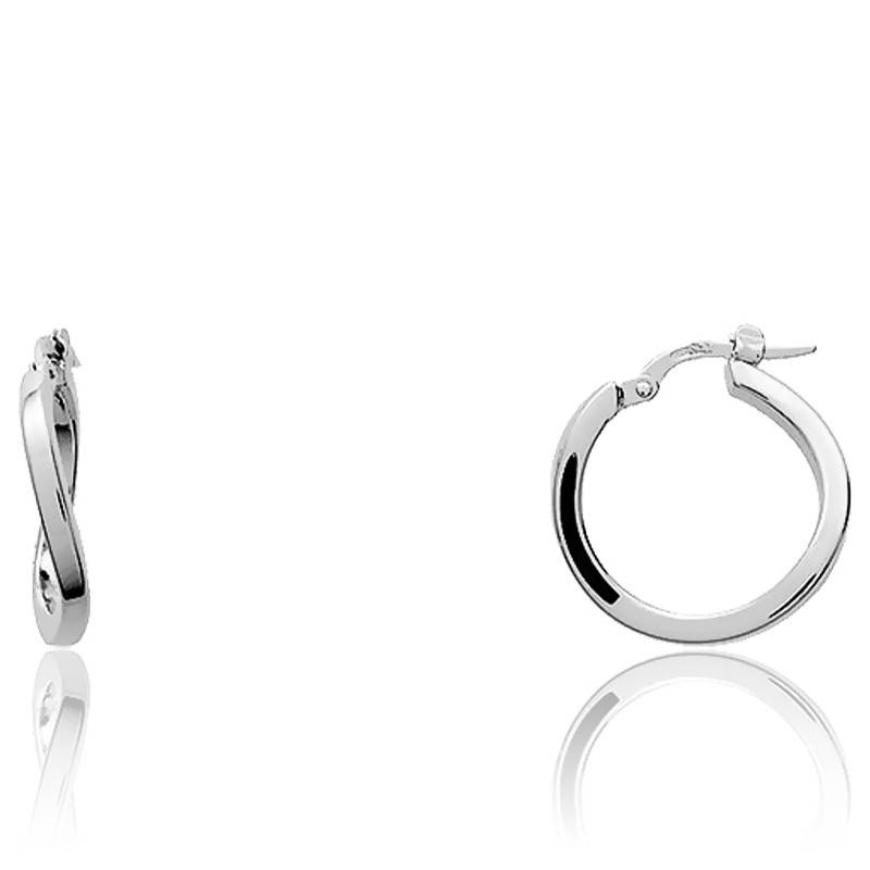 Créoles argent massif vague, Diamètre 15 mm - Emanessence