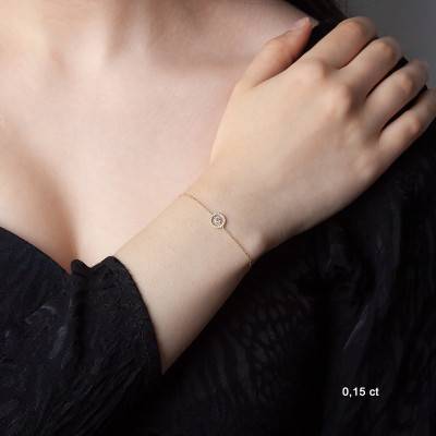 Bracelet Entourage, diamant 0,15 carat FSI et Or Jaune 750, Longueur 15 à 17 cm - Divine