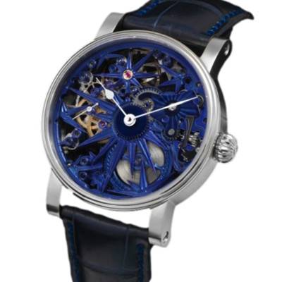 Montre Ice Crystal Squelette Cuir Noir - Schaumburg Watch
