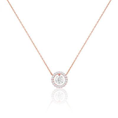 Collier Entourage, diamant FSI et Or Rose 750, Longueur 40 cm - Divine