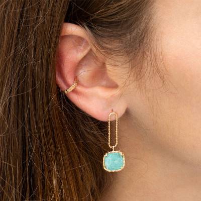 Boucles d'oreilles Kiara Amazonite plaqué or - Ana & Cha