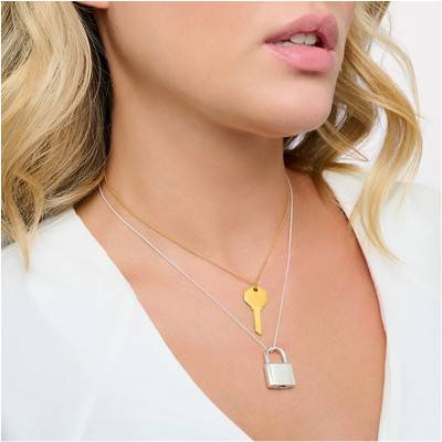 Gold-Plated Key Cable Chain Necklace, Length 40 to 45 cm - KE2129-413-39 - Thomas Sabo