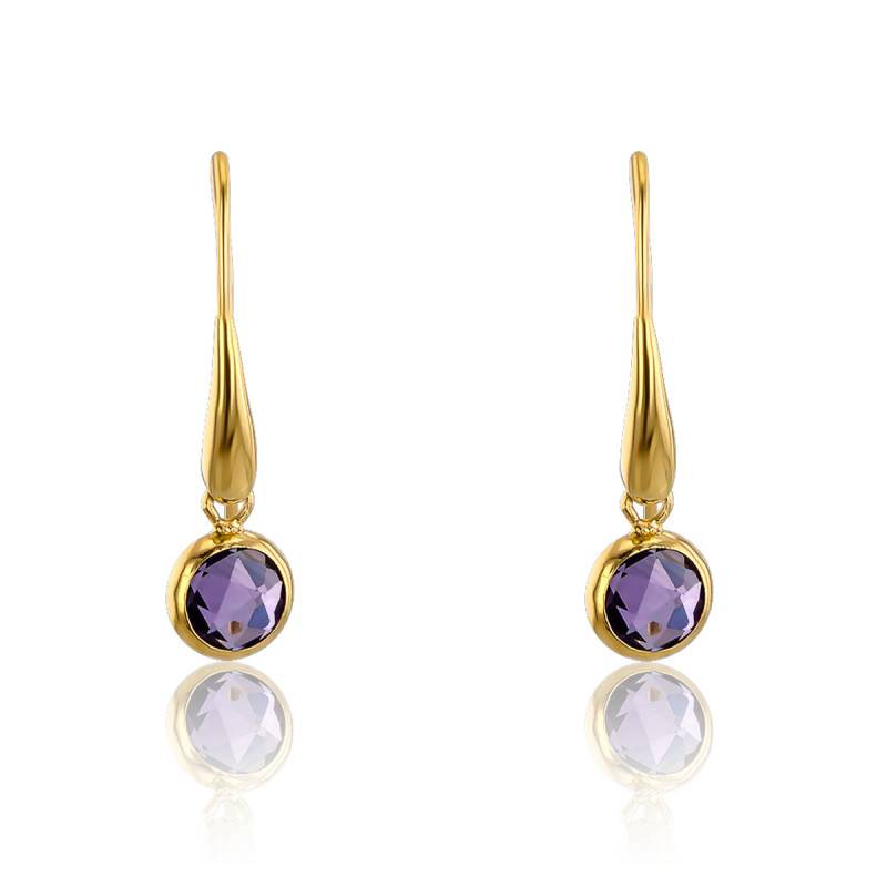 Boucles D'Oreilles En Or Jaune 18 Carats Avec Améthystes – Modèle 6583 – Occasion