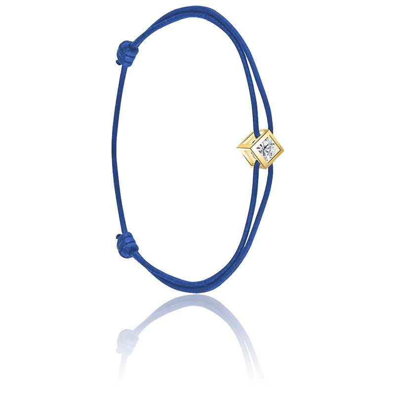 "750/1000 Yellow Gold & Diamond Cotton Cube Bracelet, Length 16 cm to 18 cm" - Demetra