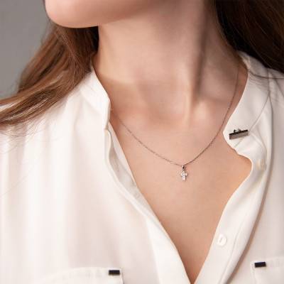 Pendentif Croix Or Jaune & Diamants 0.05 carat - Juweel