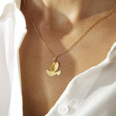 Yellow Gold 750 Cutout Dove Pendant - Augis