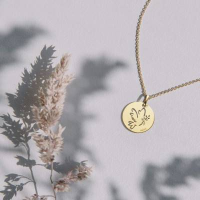 Médaille Colombe au Rameau d'Olivier Or Jaune 750, Diamètre 15 mm - Augis