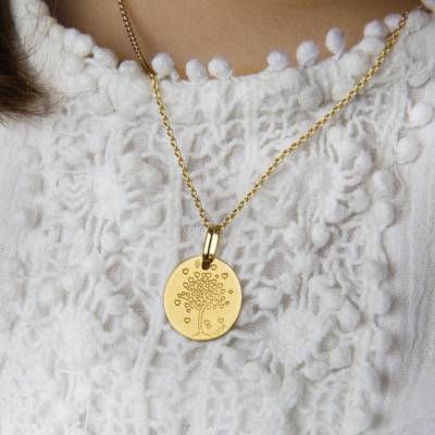 750/1000 Yellow Gold Heart Tree of Life Medallion, 14 mm to 16 mm Diameter - Augis