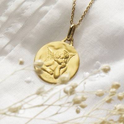 Raphael Angel Medal Yellow Gold 750/1000, Diameter 16 mm to 20 mm - Augis
