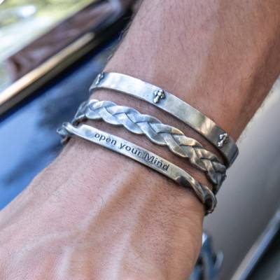925 Silver Open Bangle Bracelet Open Your Mind - Orus Bijoux