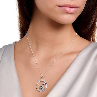 Collier vague et pierres blanches - KE2143-051-14, Longueur 40 à 45 cm - Thomas Sabo