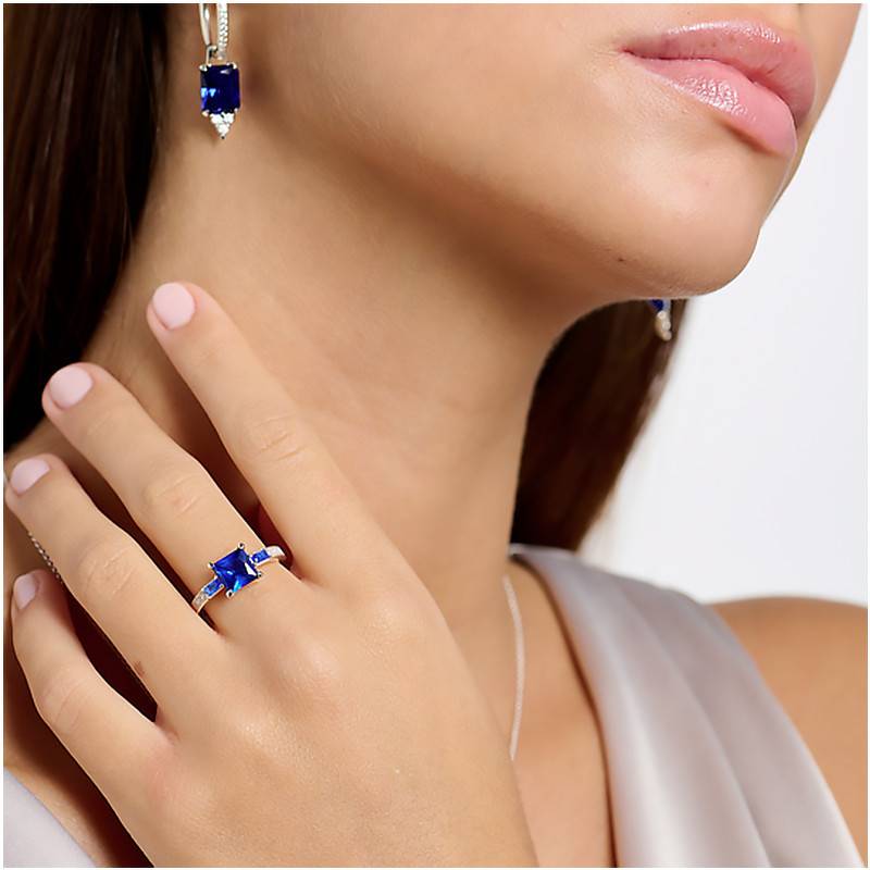 Blue and White Stone Ring - TR2380-166-1 - Thomas Sabo