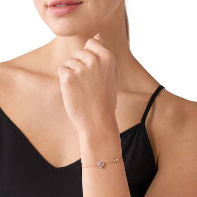 Bracelet Kors Brillance à Glissière, Argent Plaqué Or Rose, 21,6 cm ajustable - MKC1518A2791 - Michael Kors