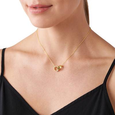 925 Silver Yellow Gold-Plated Kors MK Necklace, Length 40.6 cm to 45.7 cm - Michael Kors
