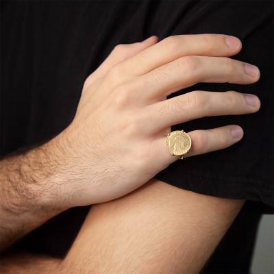 750/1000 Yellow Gold Napoléon III 10F Prong-Set Ring - Imperium