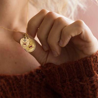 750 Yellow Gold & Ruby L'Essentielle Rouge Love Medal, Diameter 18 mm - Augis