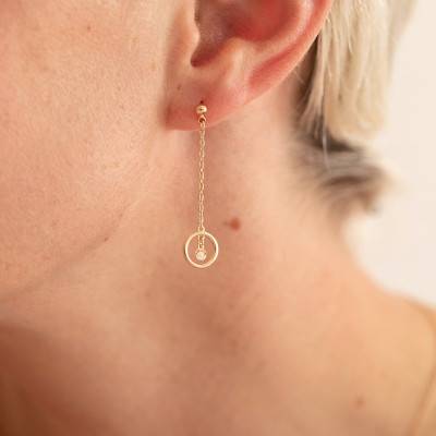Yellow Gold-Plated Diamond Angélique Drop Earrings - La Garçonne Diamant