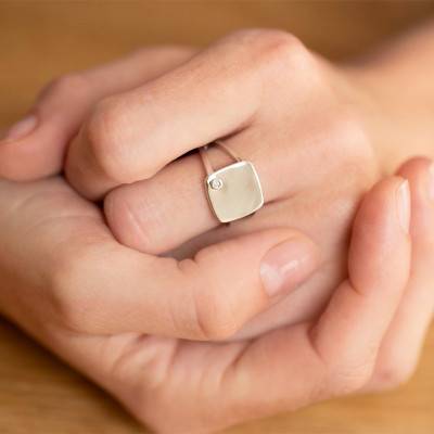 Bague Insolite Argent et Diamant - La Garçonne Diamant