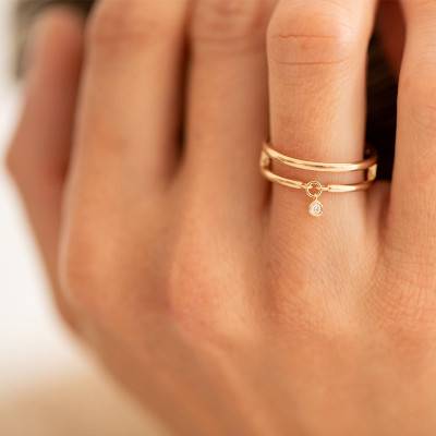 Bague Pure Optimiste Plaqué Or et Diamant - La Garçonne Diamant