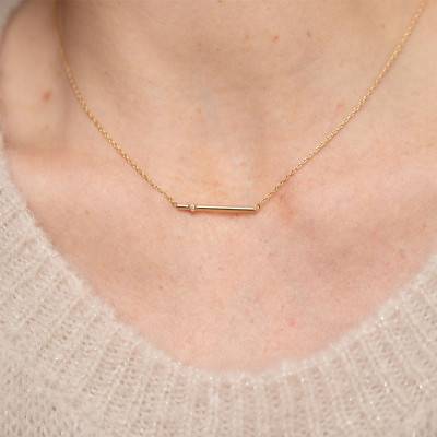 "Funambule Mix Yellow Gold-Plated Diamond Necklace, 42 cm to 45 cm" - La Garçonne Diamant