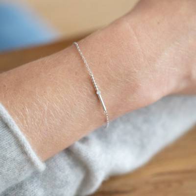 925 Silver & Diamond 0.015 ct "Indécise" Bracelet, Length 16 cm to 19 cm - La Garçonne Diamant