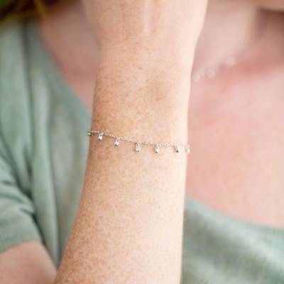 Bracelet Optimiste, Argent et Diamant 0.015 ct, Longueur 16 à 19 cm - La Garçonne Diamant