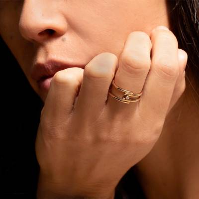 Bague Évidence Plaqué Or et Diamant - La Garçonne Diamant