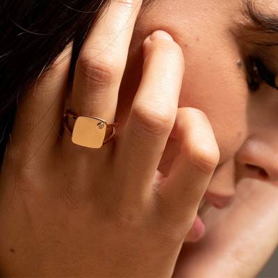 Yellow 18K Gold-Plated & Diamond "Insolite" Ring - La Garçonne Diamant