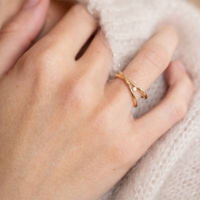 Petite Bague Harmonie Infinie Plaqué Or et Diamant - La Garçonne Diamant