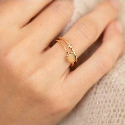 Petite Bague États d'Ame Plaqué Or et Diamant - La Garçonne Diamant