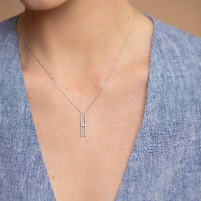 925 Silver & Diamond "Harmonie" Necklace, Length 42 cm to 45 cm - La Garçonne Diamant