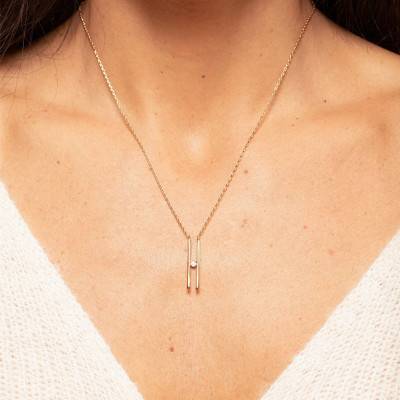 "Harmonie Yellow Gold-Plated Diamond Necklace, 42 cm to 45 cm" - La Garçonne Diamant