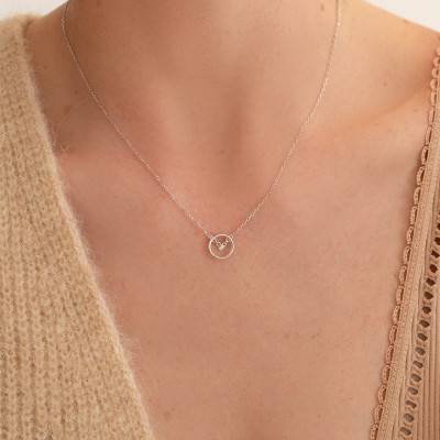 Collier Angélique Argent et Diamant, Longueur 42 à 45 cm - La Garçonne Diamant