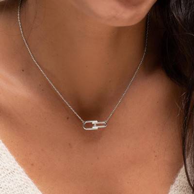 "925 Silver & Diamond Necklace Évidence, Length 42 cm to 45 cm" - La Garçonne Diamant