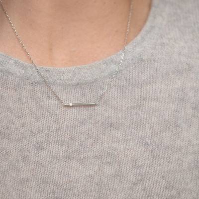 925 Silver & Diamond "Funambule" Necklace, Length 42 cm to 45 cm - La Garçonne Diamant
