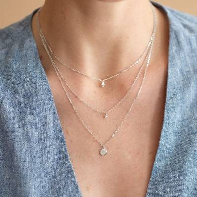 925 Silver & Diamond "États d'Ame" Necklace, Length 38 cm to 48 cm - La Garçonne Diamant