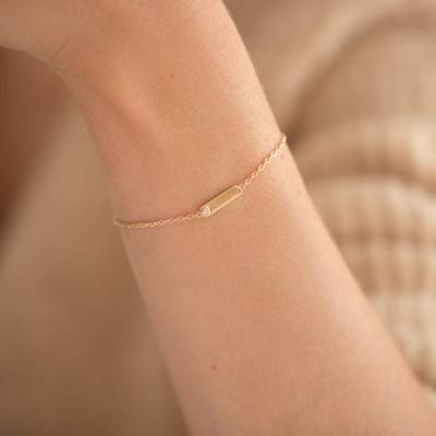 "18K Yellow Gold-Plated & Diamond Bracelet Mini Addict 0.015 ct, Length 16 cm to 19 cm" - La Garçonne Diamant