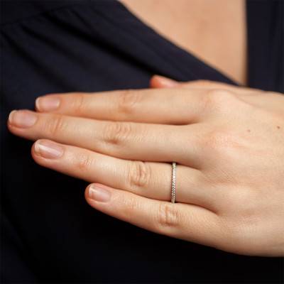 750/1000 White Gold & GVS 0.25 ct Diamond Bianca Full Eternity Comfort Wedding Ring - Alliantine