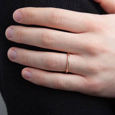 750/1000 Rose Gold Parisian Plain Prestige Wedding Ring, Width 2 mm - Ponce