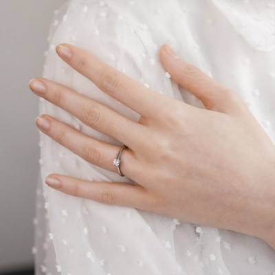 Bague Solitaire Augustin, Diamant 0,20 ct & Or Blanc 375 - Alliantine