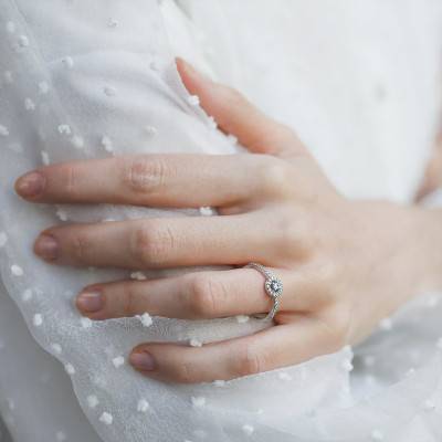 Bague Solitaire Carpette, Diamant 0,05 ct & Or Blanc 375 - Alliantine