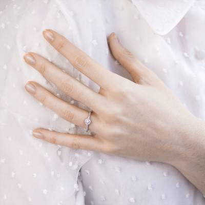 Bague Solitaire Roma, Diamants 0,15 ct & Or Blanc 375 - Alliantine