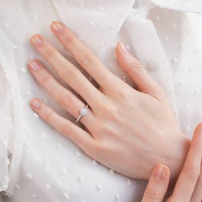 Bague Solitaire Roma, Diamants 0,33 ct & Or Blanc 375 - Alliantine