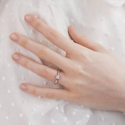 Bague Solitaire Emilien, Diamant GSI2 0,50 ct & Or Blanc 750 - Alliantine