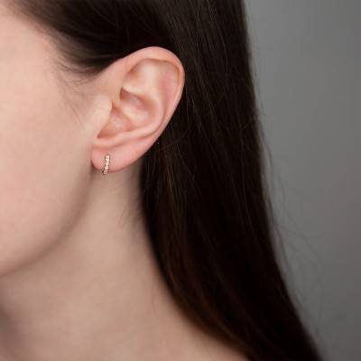 Boucles d'Oreilles Huggies Or Jaune 750 & Diamants Blancs, 10 mm - Verifine